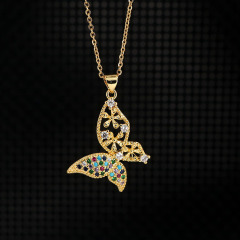 NZ1098 Chic 18k gold plated butterfly pendant necklace for women