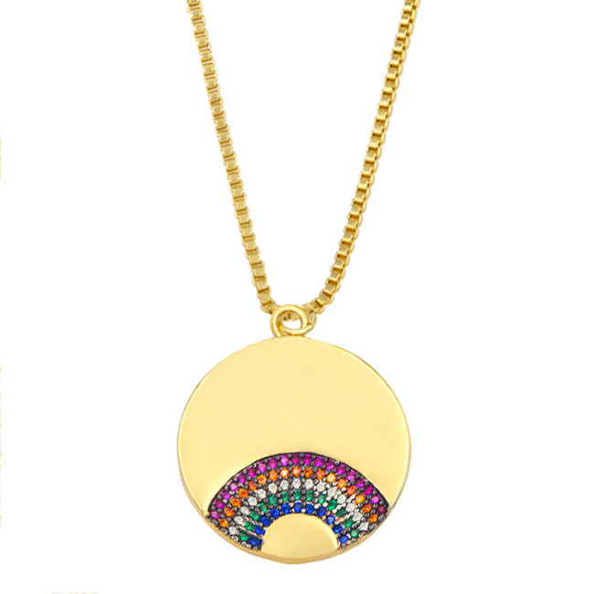 NZ1245 Fashion Jewelry Gold Plated Enamel Rainbow Crescent Moon Pendant Chain Necklace ,Valentine's Day Gift For Lover Mom