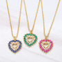 NZ1333 New 18k Gold Plated Chic Cubic Zirconia CZ Micro Pave Open Love Heart Pendant Chain Necklace,Valentine's Day Gift