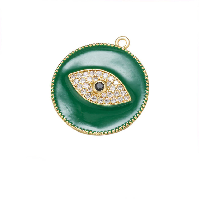CZ7953 2020 Spring pendant Jewelry Chic Enamel Blue Red White Black CZ Micro pave Eye Disc Pendants
