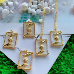 NZ1275 Gold Plated CZ Pave Shell Tarot Card Necklace,Star strength Sun Moon Symbolic Necklace Tarot Card Jewelry Mystic Jewelry