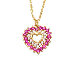 NZ1333 New 18k Gold Plated Chic Cubic Zirconia CZ Micro Pave Open Love Heart Pendant Chain Necklace,Valentine's Day Gift