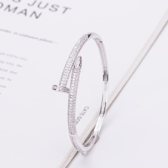 BA1020 Popular Womens Gold plated CZ Micro Pave Nail Bangles Bracelets