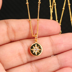 NZ1165 fashion minimal evil eyes ladies pendant mini heart brass charm with cubic zircon women chain necklace