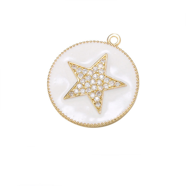 CZ7951 Chic Enamel Blue Red White Black CZ Micro pave Star Disc Pendants