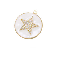 CZ7951 Chic Enamel Blue Red White Black CZ Micro pave Star Disc Pendants