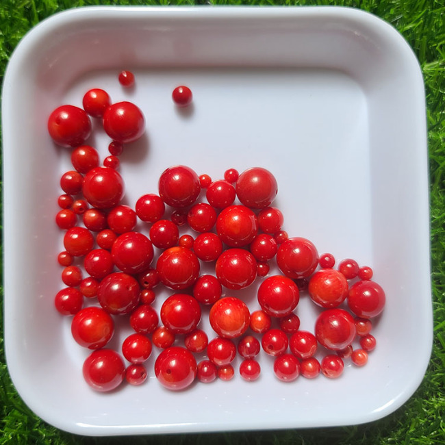 CB8115 Half drilled red coral beads,half drill hole coral beads