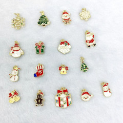 JS1626 Small Mini Xmas Decorative Accessories 18k Gold plated Enamel CZ Micro pave Christmas Charms for Holiday Jewelry Making
