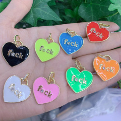 CZ8418 best sale Gold Plated brass metal CZ diamond pave heart enamel charms Pendant CZ8418 best sale Gold Plated brass metal CZ diamond pave heart enamel charms Pendant