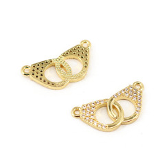 CZ8206 18k GOld Plated Diamond CZ Micro Pave Double Handcuff Charm Pendants for Bracelet Necklace Making,jewelry supplies CZ8206 18k GOld Plated Diamond CZ Micro Pave Double Handcuff Charm Pendants for Bracelet Necklace Making,jewelry supplies