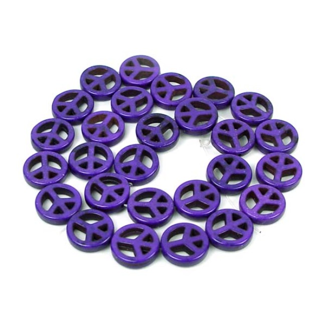 TB0109 Wholesale Black Howlite Peace Sign Beads,Natural Turquoise Stone Beads For Jewelry Making