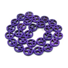 TB0109 Wholesale Black Howlite Peace Sign Beads,Natural Turquoise Stone Beads For Jewelry Making