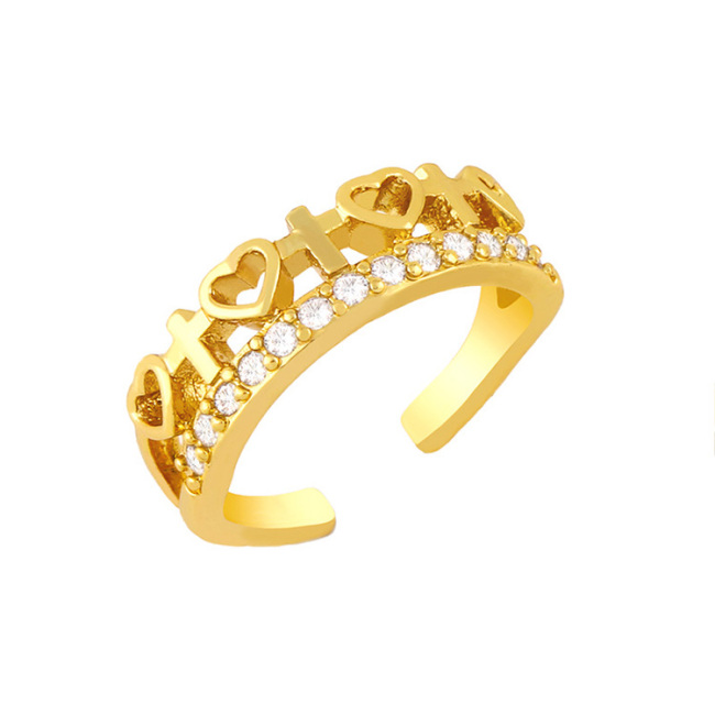 RM1200 New Dainty Minimalist Gold Plated Diamond CZ Micro Pave  Solitaire Bridal Triple  Double Stackable Open Rings