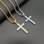 NS1139 high quality stainless steel box chain necklace cubic diamond cross chain  pendant men necklace