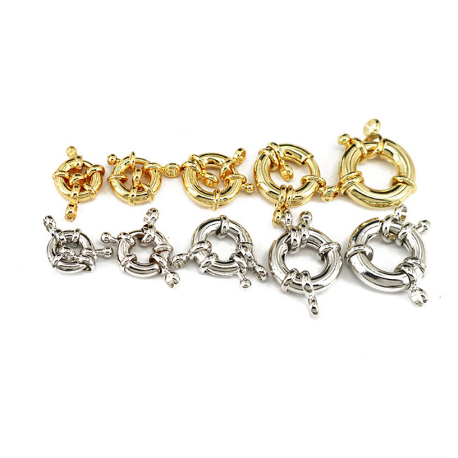 JF1311 Hot sale Good Quality Silver 18k Gold plated Round Spring Ring clasp Buckle for  bracelet necklace making