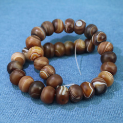 AB0850 Jewelry Mala Focal Beads Natural brown striped agate rondelle beads,coffee banded agate abacus beads
