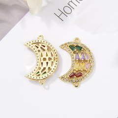 CZ8164 Jewelry Accessories Rainbow Micro Pave Moon Charms Star Arrow Charms Connector for Bracelets Making