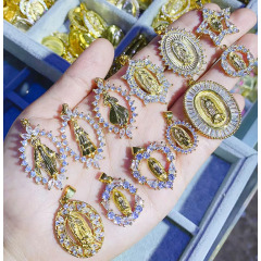 CZ8470 18k Gold Plated White CZ Micro virgen de guadalupe Pendants Virgin of Guadalupe Our lady of Guadalupe PENDANTS
