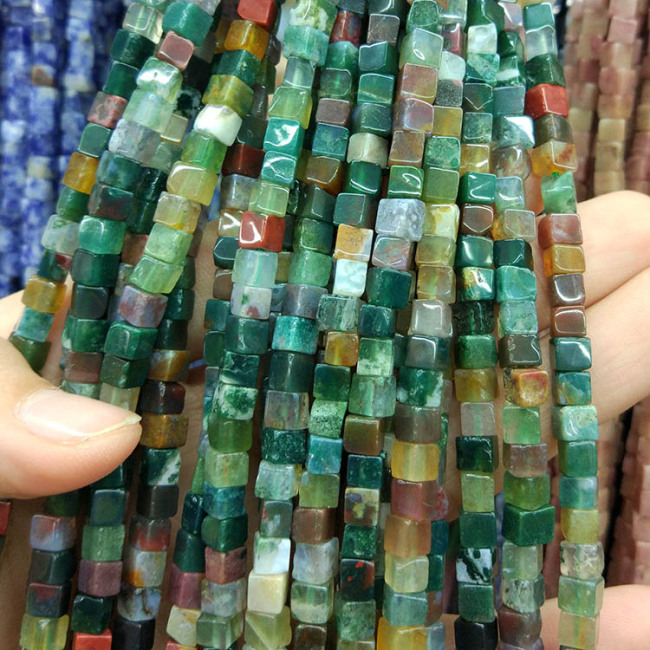 SB6691 Smooth Indian agate cube beads,rectangle natural Indian agate stone beads made in China