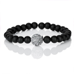 BRH1248 Black Matte Onyx Beaded Round Druzy Drusy Bracelet BRH1248 Black Matte Onyx Beaded Round Druzy Drusy Bracelet