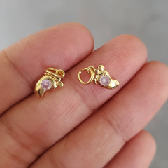 CZ8232 Dainty Jewelry supplies Tiny Mini Gold Plated CZ Micro Pave Babay Foot Footprint Charm,Small Cubic Zirconia Foot Charms