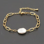 BB1019 Fashion adjustable pearl handmade rope knot charm stainless steel chain wrist ladies bracelet