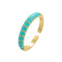RA1043 18k gold plated Brass Metal colorful enamel elongate link open Rings
