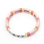 BM2011 New Popular Enamel Rainbow Alphabet Love Enameled Crush Colorful Tile Elastic Bracelet for Women Girls
