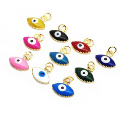 JS1612 Mini Small Tiny Autumn Jewelry Supplies Colorful Multicolor Enamel 18k Gold Evil Eyes Charm Pendants
