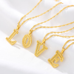 NS1078 Popular 18k Gold Plated Stainless Steel Capital Letter Initial Pendant Chain Necklace