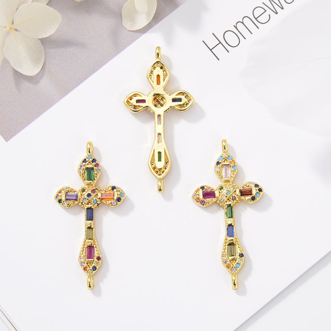 CZ8146  CZ Zircon Micro Pave Cross Charm Pendant  Diamond Necklace For Jewelry