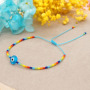 BG1108 Chic Mini Tiny Rainbow Seed Beaded Blue nazar evil eyes bracelet ,dainty minimalist women's amulet bracelet