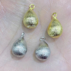 JS1636 Fashion Jewelry Craft Supplies Brushed Matte Etched Gold Silver Plated over Brass Ball Star Heart Teardrop Charm Pendants
