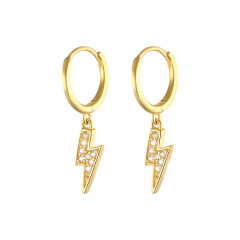 EI1002 Popular Dainty Gold Plated 925 Sterling Silver Jewelry CZ Micro Pave Thunder Lightning Bolt Dangle Charm Huggie Earrings EI1002 Popular Dainty Gold Plated 925 Sterling Silver Jewelry CZ Micro Pave Thunder Lightning Bolt Dangle Charm Huggie Earrings