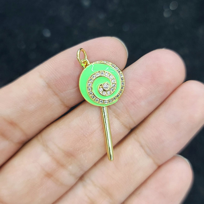 CZ8433 CZ Rainbow Enamel Colorful Neon lollipop lolly Candy Charm Pendants