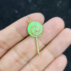 CZ8433 CZ Rainbow Enamel Colorful Neon lollipop lolly Candy Charm Pendants