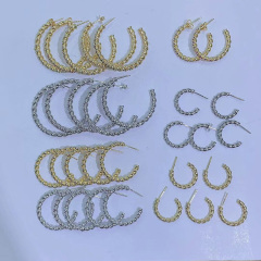 EC1807 New Chic 18k Gold Plated Rainbow Zircon Cubic Zirconia CZ Micro Pave Twist Hoops Earring for Women