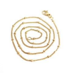 BC0301 Fashion Tiny Dainty Gold Plated Satellite Ball Chain Necklace spacing with Rondelle Beads