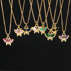 NZ1166 Chic Dainty 18k gold plated cz micro pave butterfly pendant necklace for women ladies NZ1166 Chic Dainty 18k gold plated cz micro pave butterfly pendant necklace for women ladies
