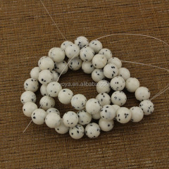 TB0390 Hot sale black spot white stone beads,Black Spot Mashan Jade Beads