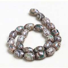 AB0568 Natural Tibetan Agate Eye Dzi Drum Barrel Beads,Dzi Tibetan Beads