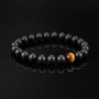 BRG1132 Wholesale natural stone gemstone black onyx beaded bracelets with Tiger Eye Focal Bead