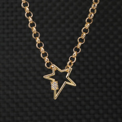 New Spring Jewelry Chic Dainty Cubic Zirconia CZ Micro Pave Carabiner Clasp Buckle Lock Pendant Necklace