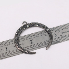 JF7215 Bling Jewelry Supplies Gunmetal Hematite Crystal Pave Crescent Moon Pendants for Jewelry making
