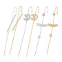 EC1713 CZ Micro Pave Bar Ear Pin Minimalist Jewellery Cartilage earring Chain ear cuff pin Chain earring Needle earring