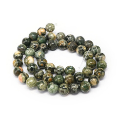 SB6590 Wholesale Rainforest Rhyolite Round Beads,gemstone beads