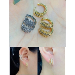 EC1805 New Chic 18k Gold Plated Rainbow Zircon Cubic Zirconia CZ Micro Pave Hoops Everyday Earring for Women