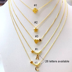 NM1017 delicate mini 18k gold plated brass necklace heart star initial letter charm necklace for girls ladies women 2021