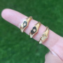 RM1249 Dainty Gold Plated Diamond Star Signet Heart Adjustable Statment Rings for Ladies Women