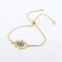 BC1268 Fashion Gold plated Brass CZ Micro Pave hamas palm hand chain with eyes wrist ladies  bracelet